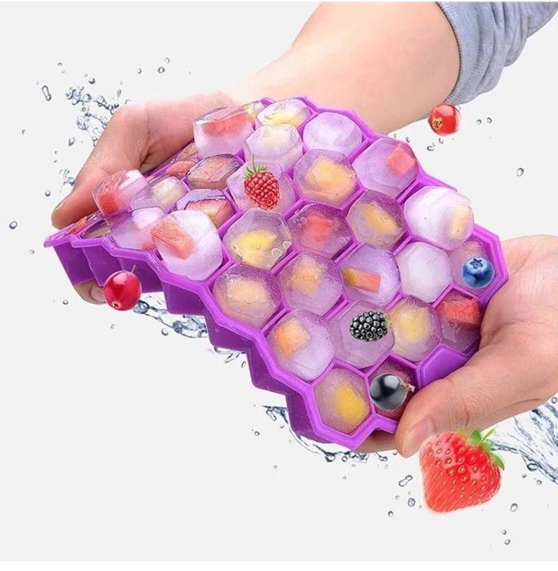 1PCS Honeycomb 37 Lattice Tray Maker With Lid DIY Ice Mold Ice Cube Maker